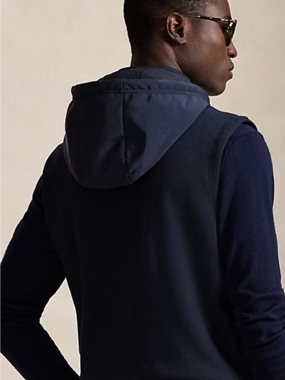 Polo Ralph Lauren Men's Aviator Navy Quilted Panel Hooded Vest - Picture 4 of 16
